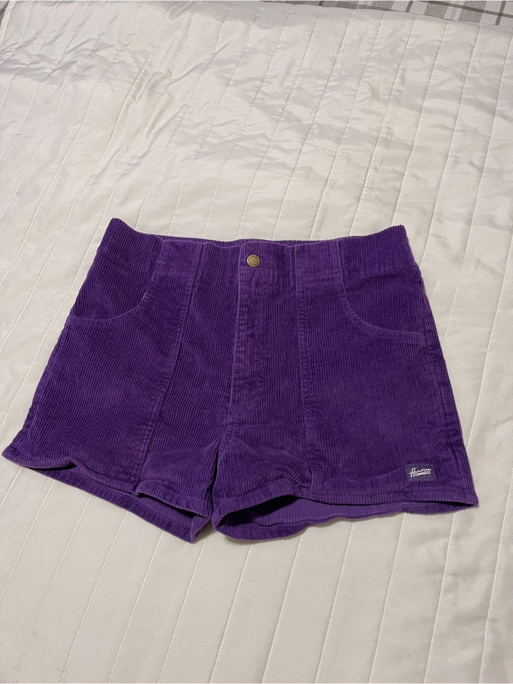 High-Rise Corduroy Shorts in Deep Purple — Women's High Waist